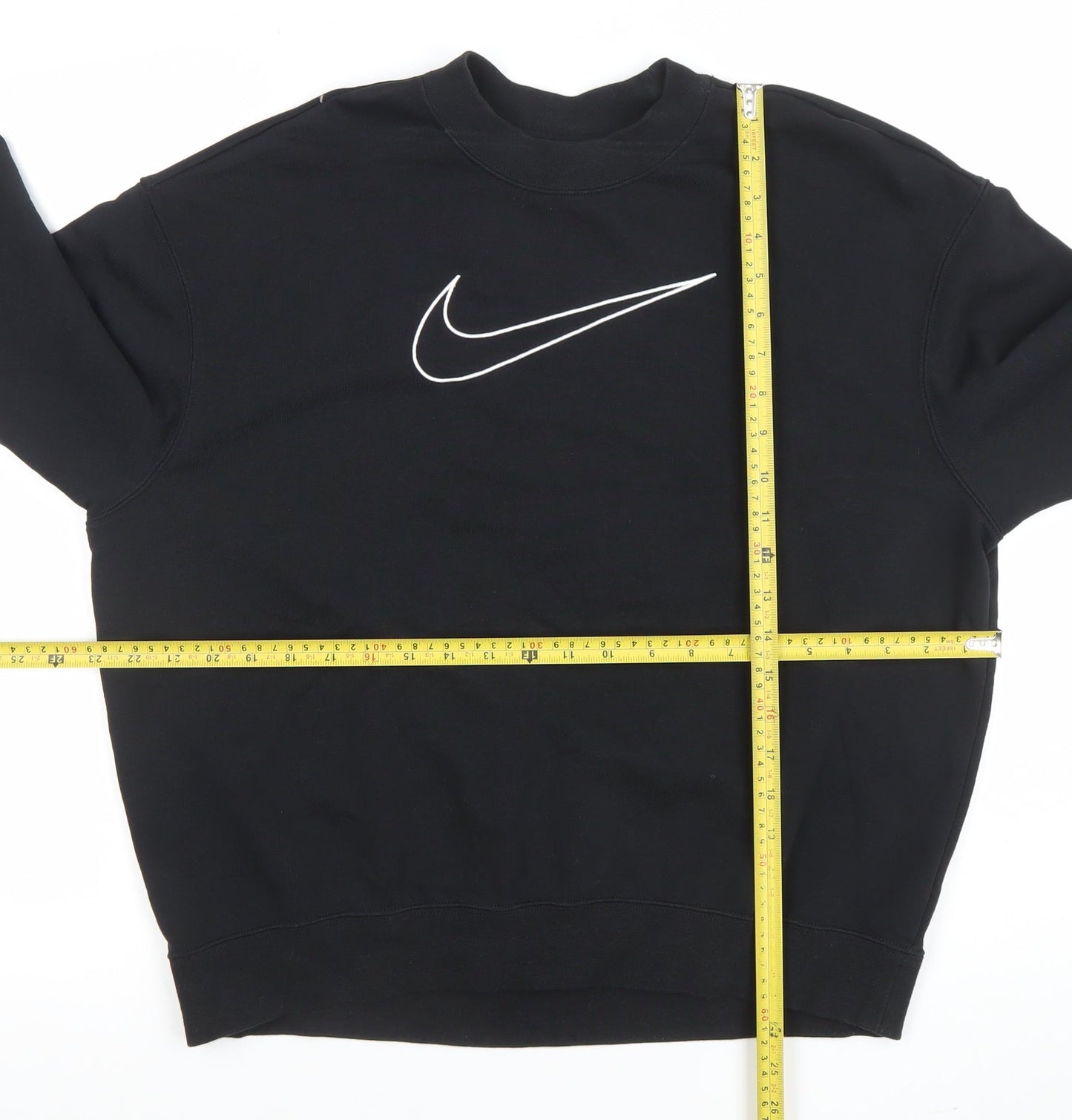 Nike Womens Black Small Pullover Sweatshirt Dri-Fit Logo Crew Neck