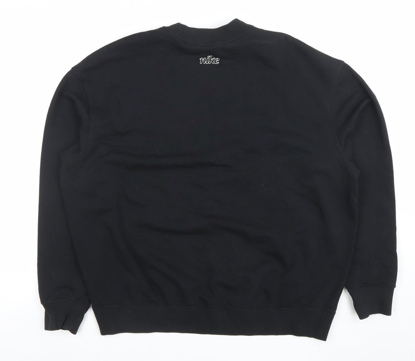 Nike Womens Black Small Pullover Sweatshirt Dri-Fit Logo Crew Neck