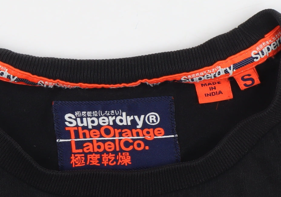 Superdry Men's Black Orange Label Crew Neck Slim Fit T-Shirt Size S