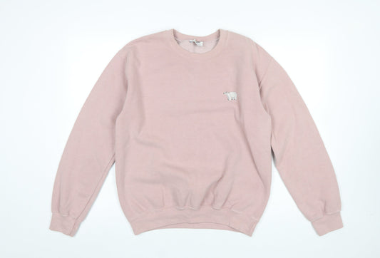 Topshop Women’s Pink Cotton Pullover Sweatshirt S
