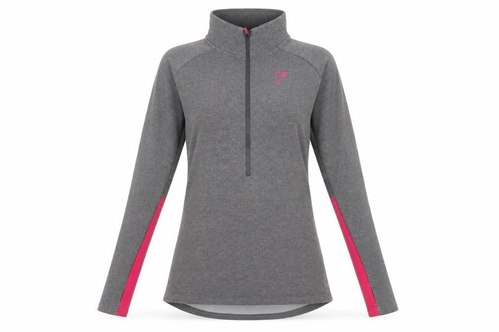 Gymshark Women Grey Pink 1/4 Zip Pullover Sweatshirt M