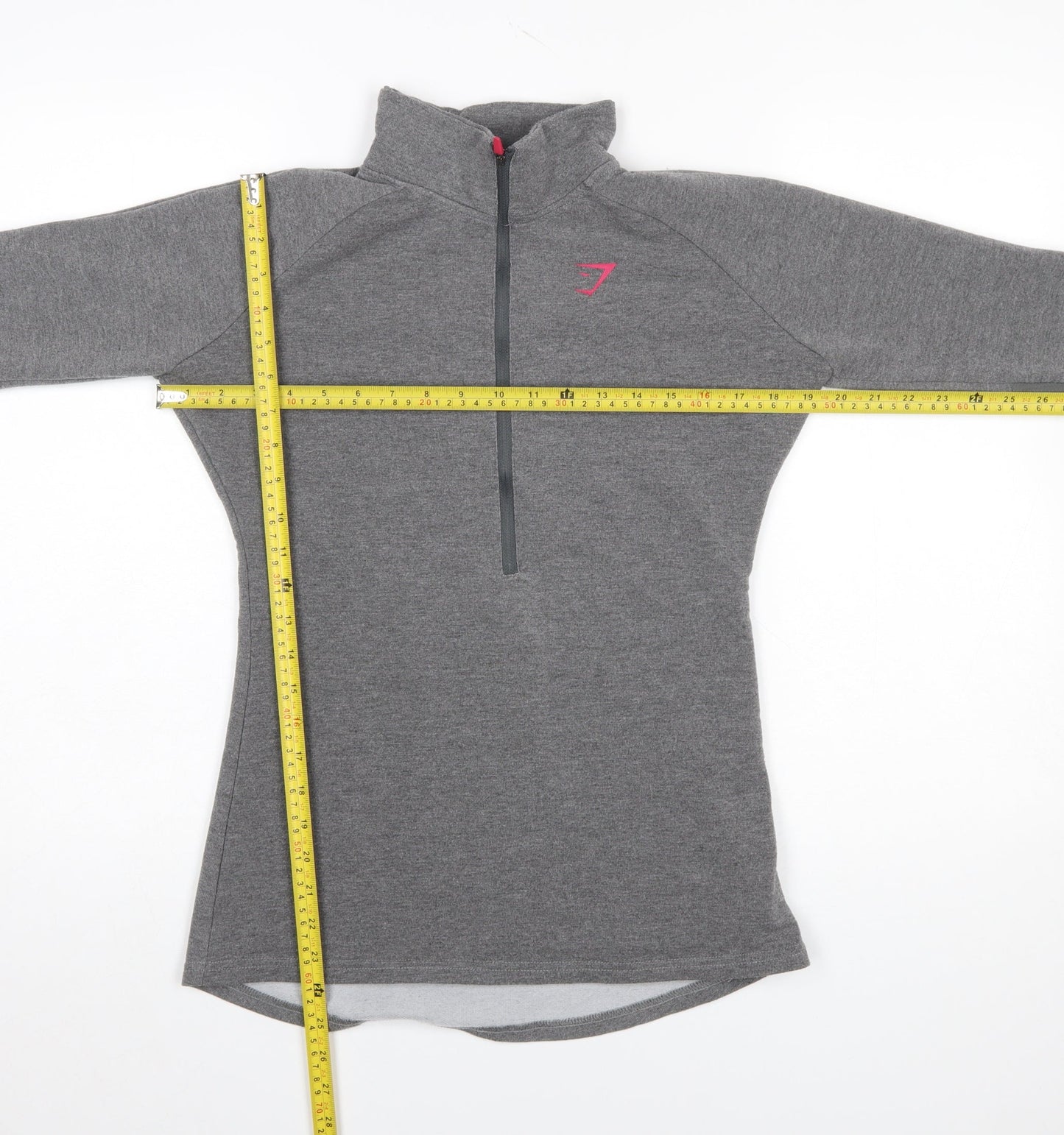 Gymshark Women Grey Pink 1/4 Zip Pullover Sweatshirt M