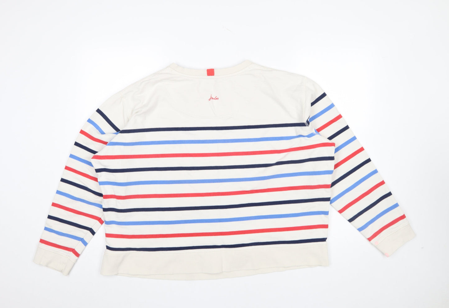 Joules Women Beige Multicoloured Striped Cotton Sweatshirt UK 18