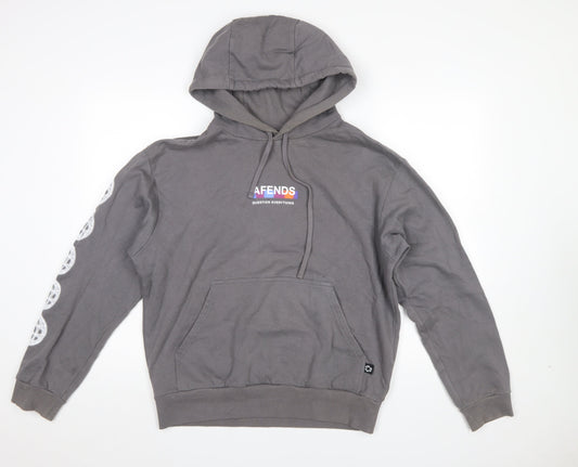 Afends Men’s Grey Pullover Hoodie XS Regular Fit Graphic Print