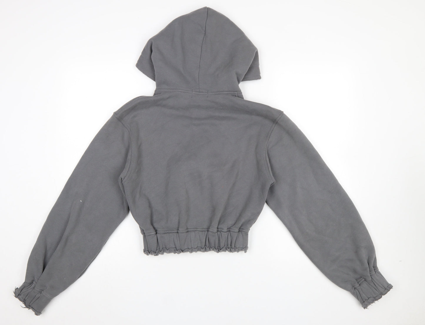 Bad Society Club Women's Grey Full Zip Hoodie XS Cropped Graphic