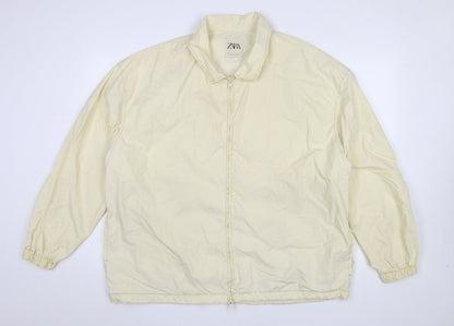 Zara Men's Ivory Cotton Lightweight Zip Jacket L