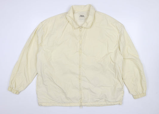 Zara Men's Ivory Cotton Lightweight Zip Jacket L