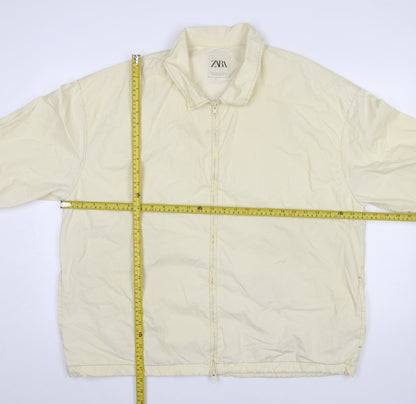 Zara Men's Ivory Cotton Lightweight Zip Jacket L