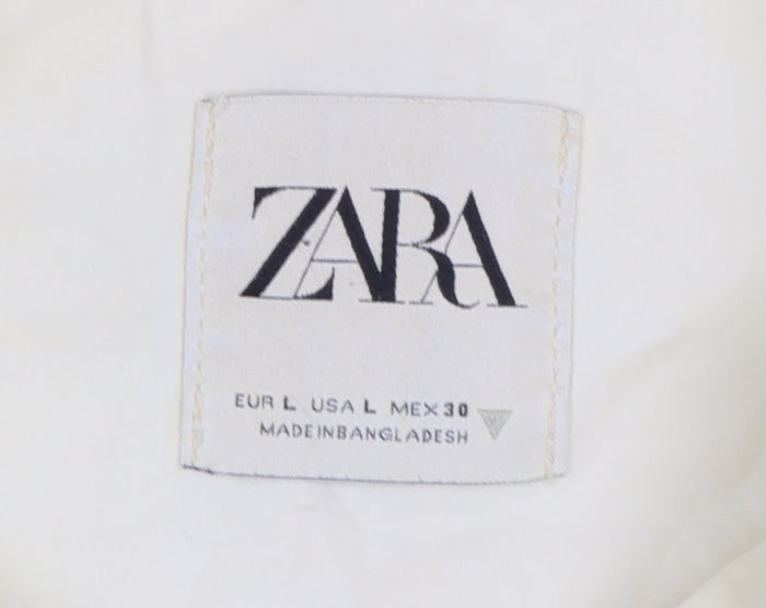 Zara Men's Ivory Cotton Lightweight Zip Jacket L