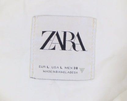 Zara Men's Ivory Cotton Lightweight Zip Jacket L