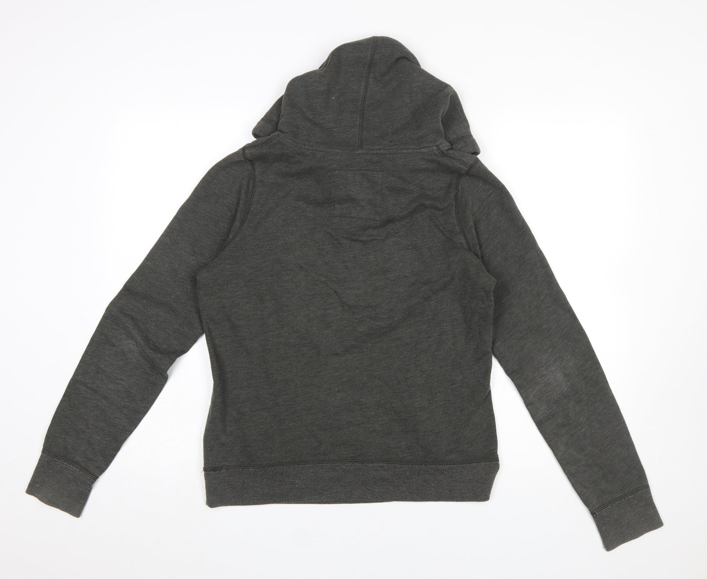Hollister Women’s Charcoal Pullover Hoodie L Logo Print Cotton Blend