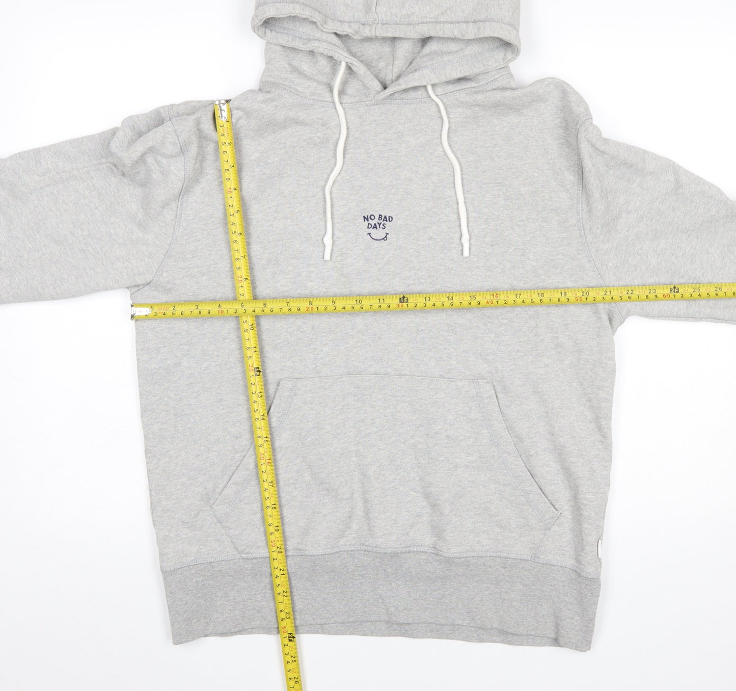 Edmond Studios Mens Grey Medium Pullover Hoodie Embroidered No Bad Days