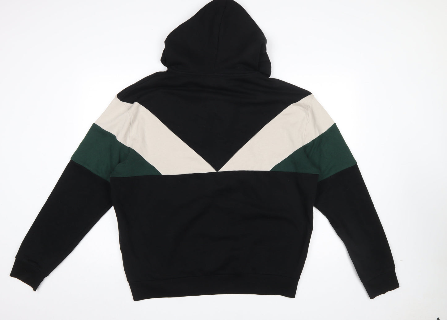 New Look Men Black Colour Block Pullover Hoodie Size L