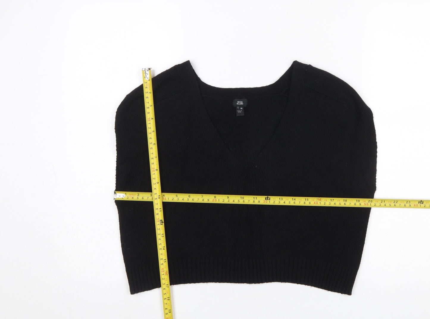 River Island Women's Black V-Neck Sleeveless Knit Vest Jumper Size 10