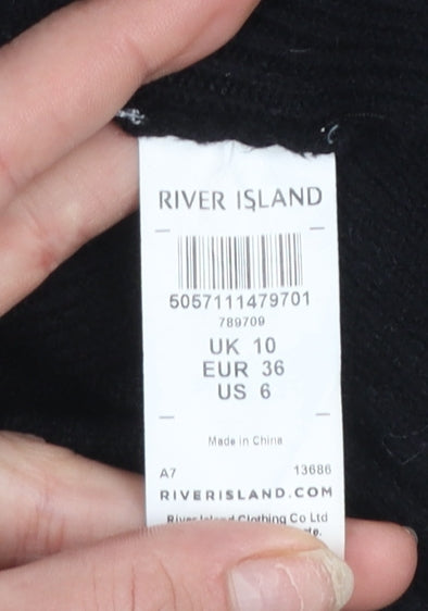 River Island Women's Black V-Neck Sleeveless Knit Vest Jumper Size 10