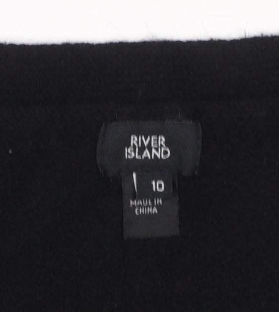 River Island Women's Black V-Neck Sleeveless Knit Vest Jumper Size 10