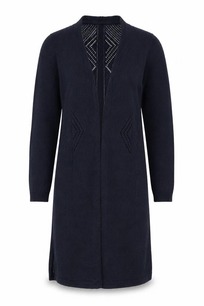 Marks & Spencer Per Una Women's Navy Longline Open Knit Cardigan UK 10