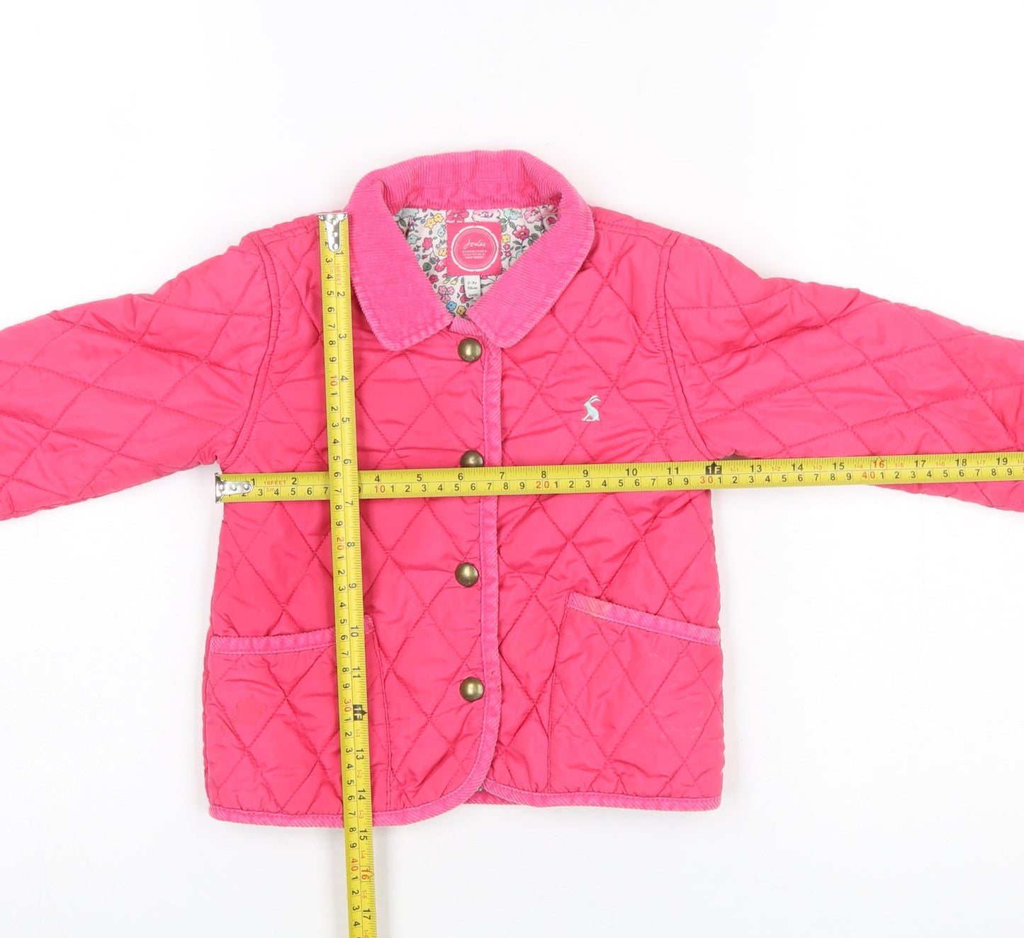 Joules Girls Pink Quilted Jacket 2-3 Years Lightweight Lined Coat