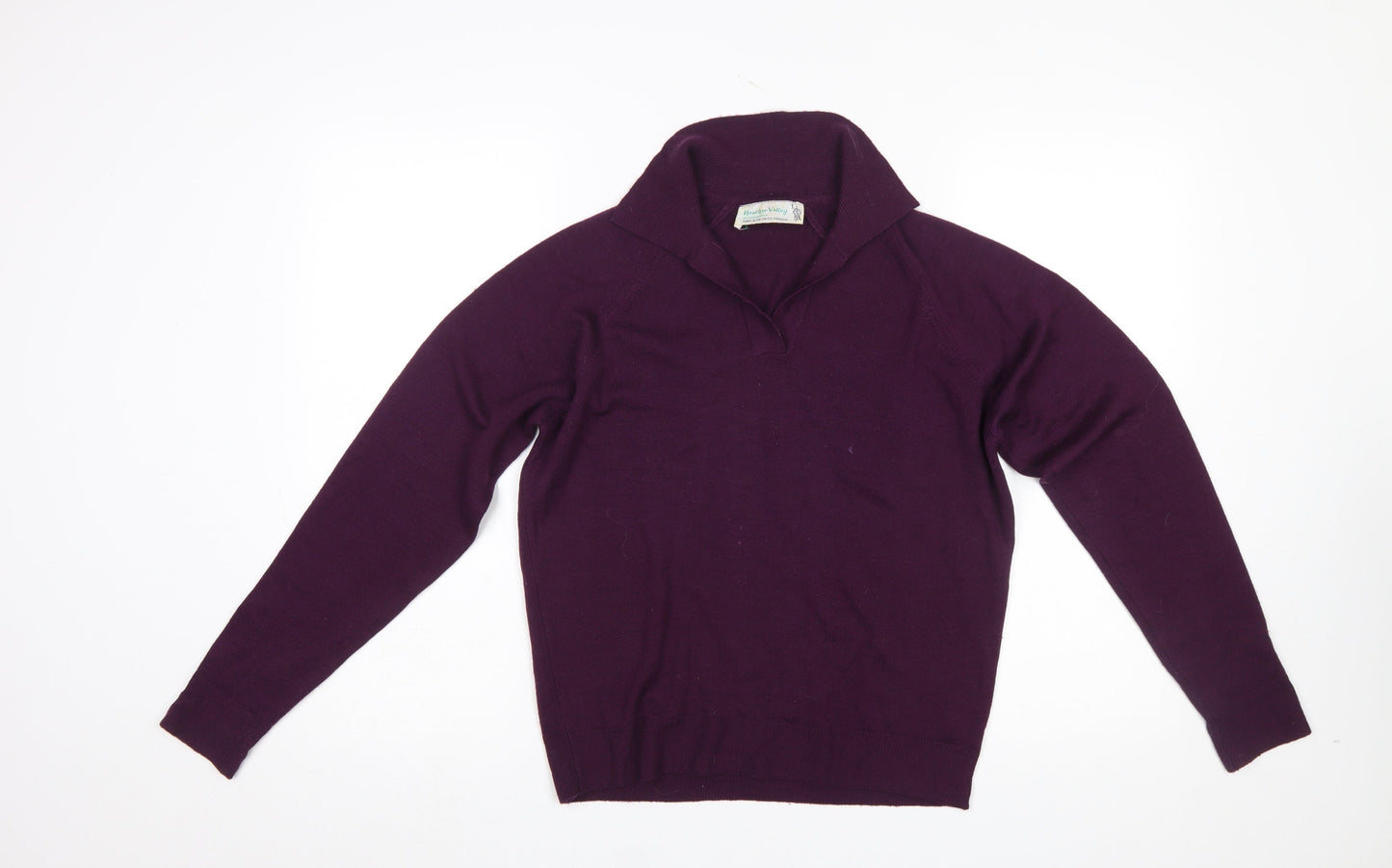 Heather Valley Women's Purple Wool Collared Pullover Jumper Size 18