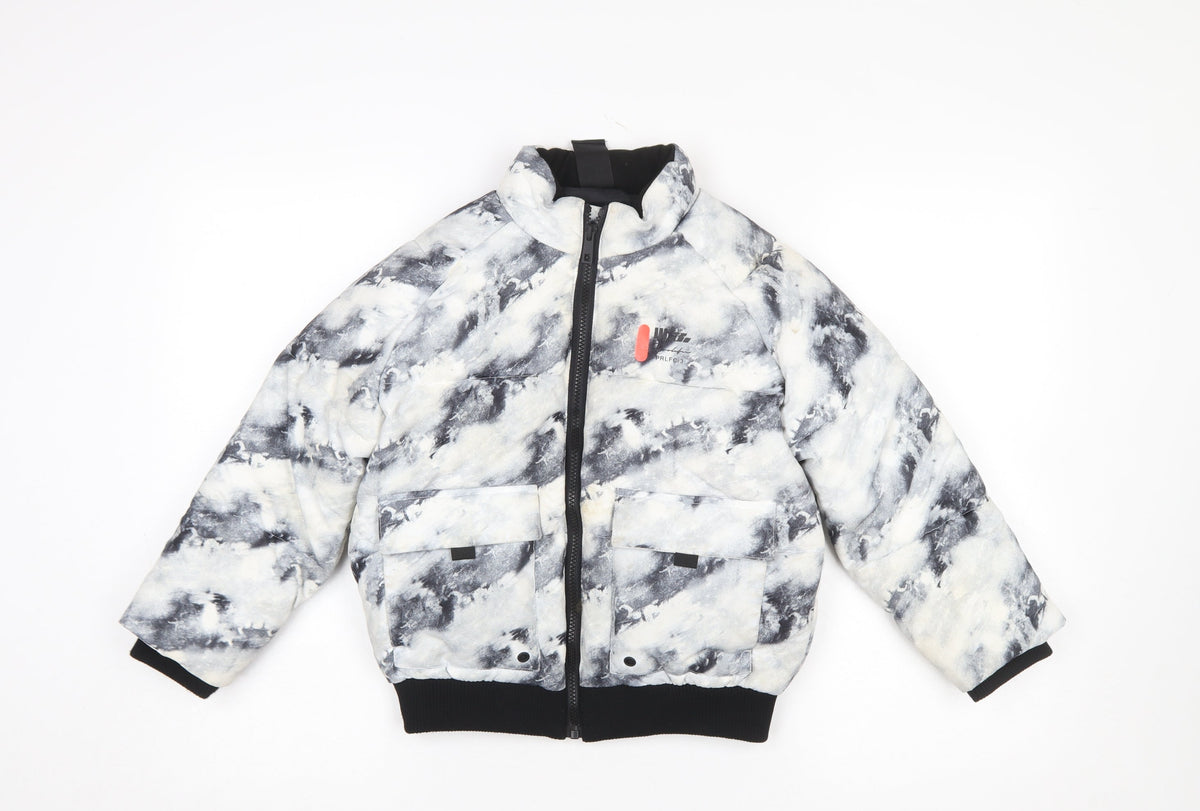 River Island Boys Black & White Tie Dye Puffer Jacket 7-8 Years Winter Coat