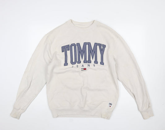 Tommy Jeans Men Beige Crew Neck Pullover Sweatshirt Size S