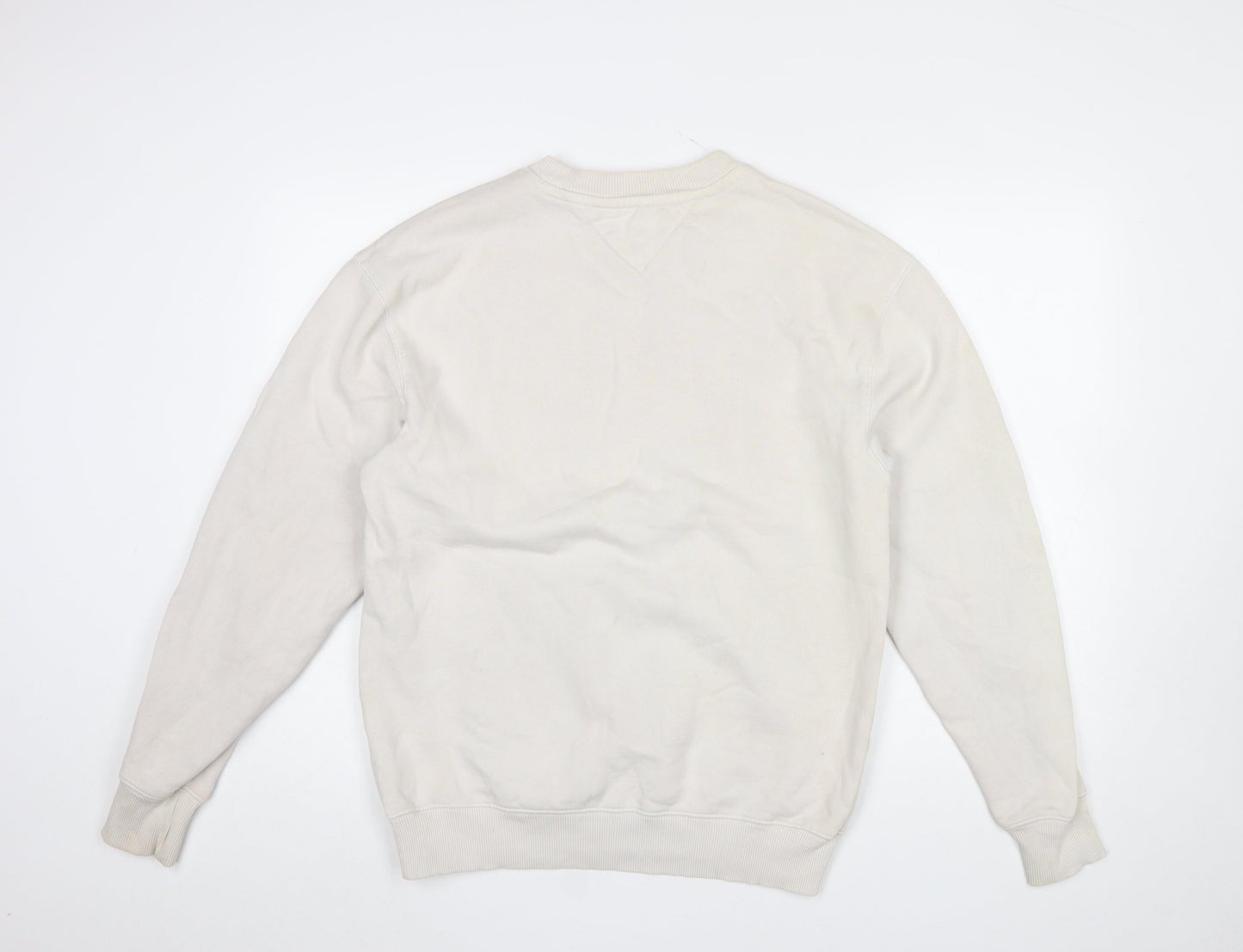 Tommy Jeans Men Beige Crew Neck Pullover Sweatshirt Size S