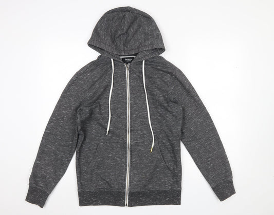 Bershka Womens Grey Full Zip Hoodie XS Cotton Blend Casual