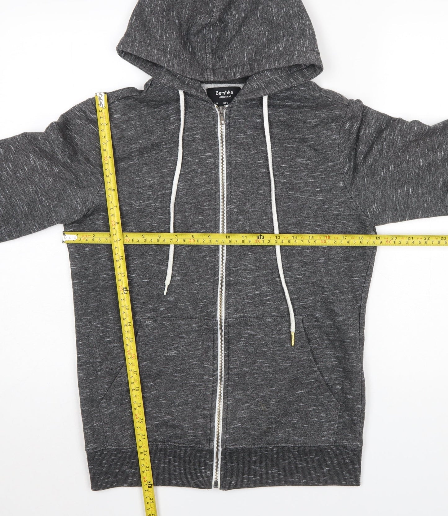 Bershka Womens Grey Full Zip Hoodie XS Cotton Blend Casual