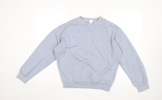 H&M Women Blue Aspen Ski Pullover Sweatshirt XS Cotton Blend