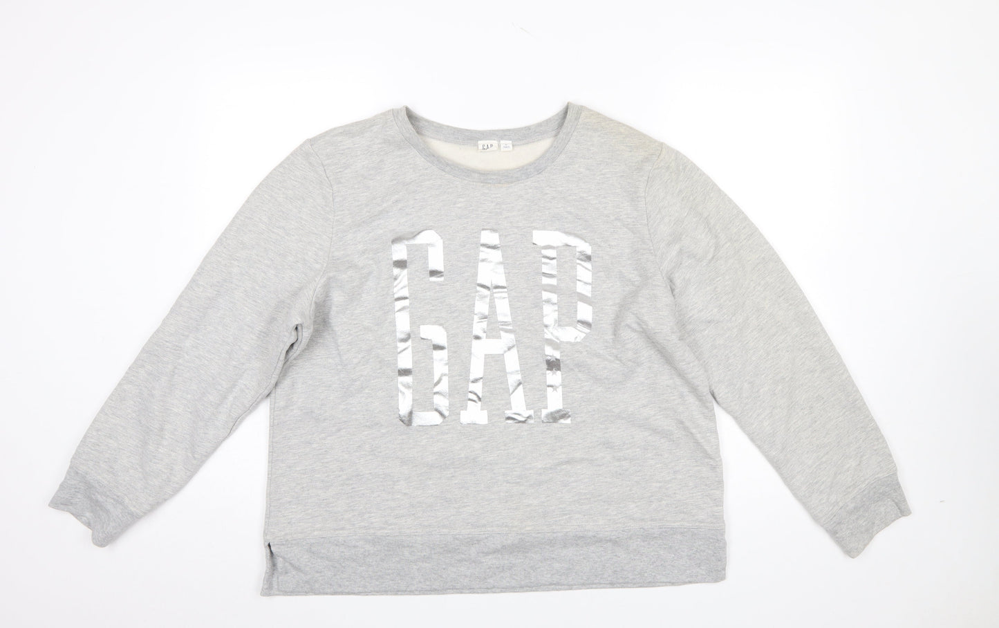 GAP Womens Grey Logo Pullover Sweatshirt Size XL Cotton Blend