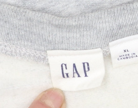 GAP Womens Grey Logo Pullover Sweatshirt Size XL Cotton Blend