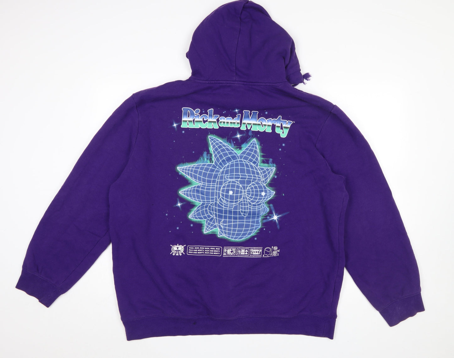H&M Men’s Purple Rick and Morty Pullover Hoodie XL Regular Fit