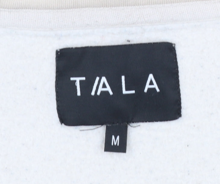 TALA Women Beige 1/2 Zip Hoodie Medium Organic Cotton Blend