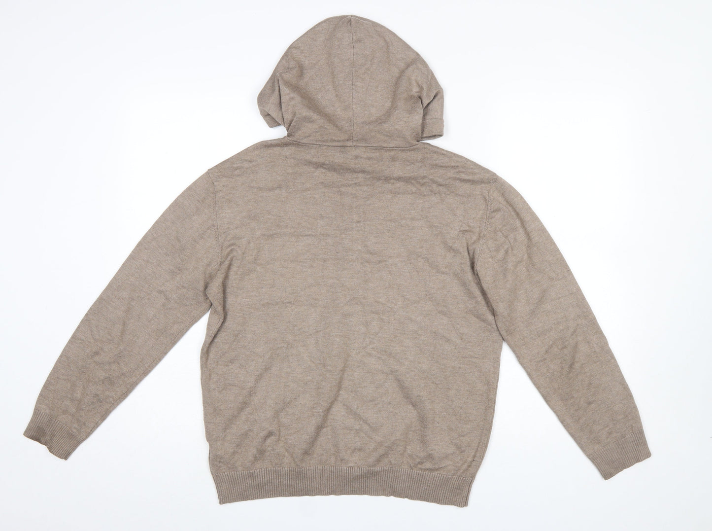 Saint Tropez Women’s Beige Hooded Pullover Jumper Size L Viscose Knit