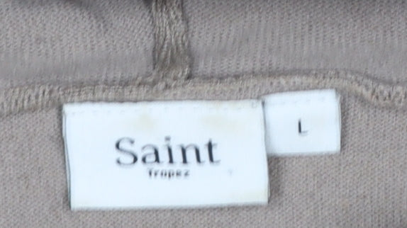 Saint Tropez Women’s Beige Hooded Pullover Jumper Size L Viscose Knit