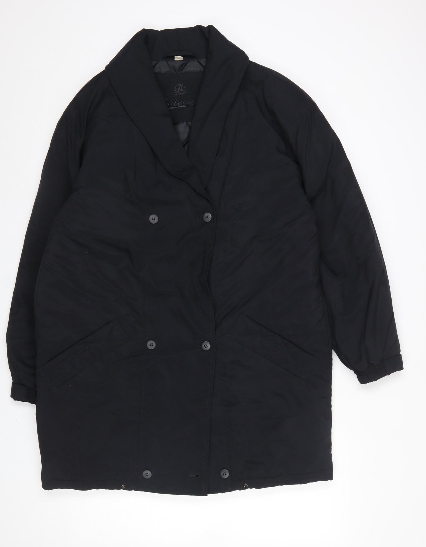 BHS Women's Black Polyester Long Overcoat Size 10