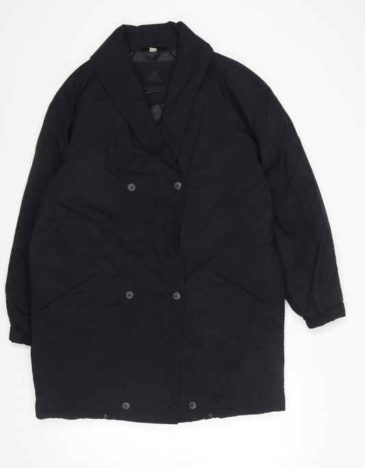 BHS Women's Black Polyester Long Overcoat Size 10