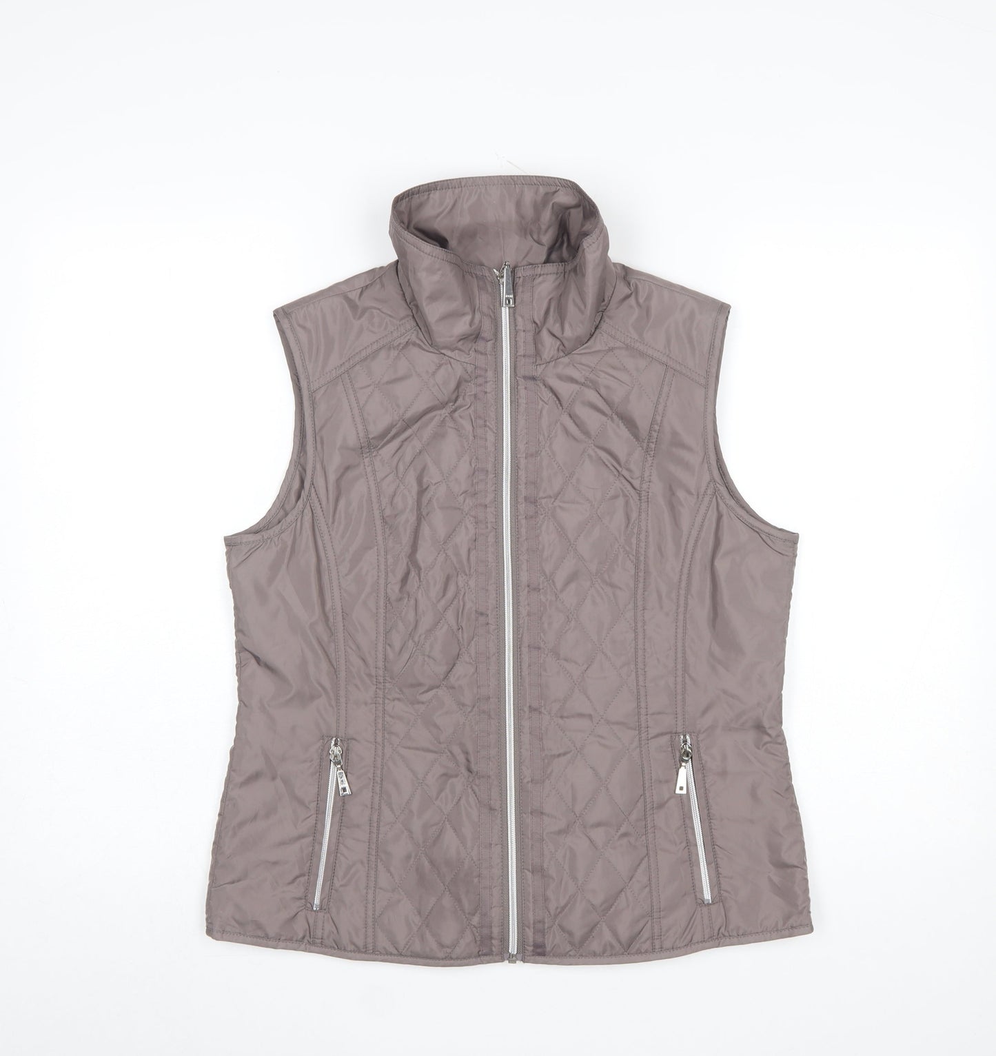 Rabe Womens Grey Quilted Lightweight Zip Waistcoat Size 12