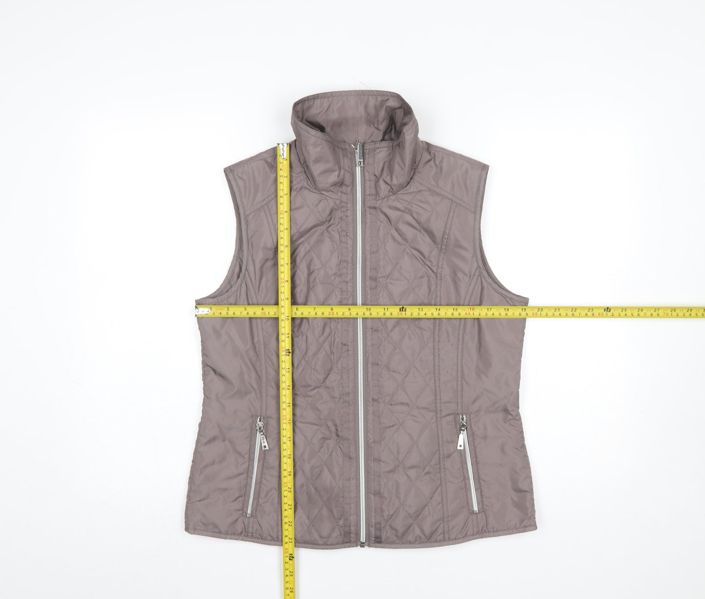 Rabe Womens Grey Quilted Lightweight Zip Waistcoat Size 12