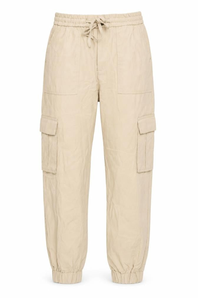 Zara Women Beige Cotton Cargo Trousers S Relaxed Fit Drawstring