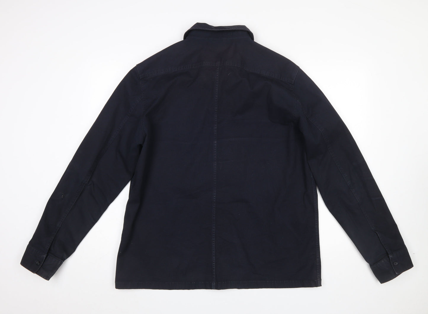 George Men's Blue Cotton Zip-Up Twill Jacket Size L