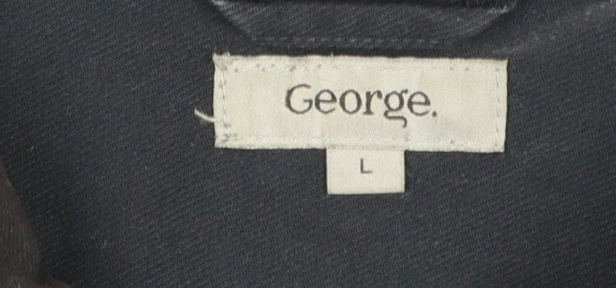 George Men's Blue Cotton Zip-Up Twill Jacket Size L