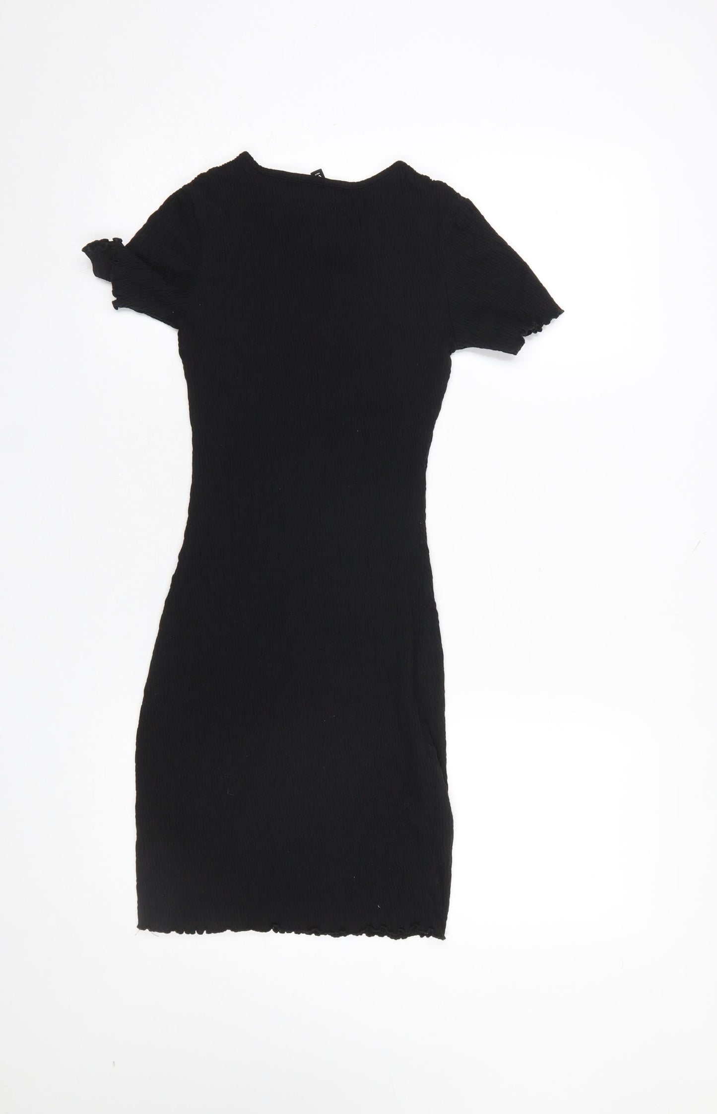H&M Women’s Black Butterfly Bodycon Short Sleeve Mini Dress XS