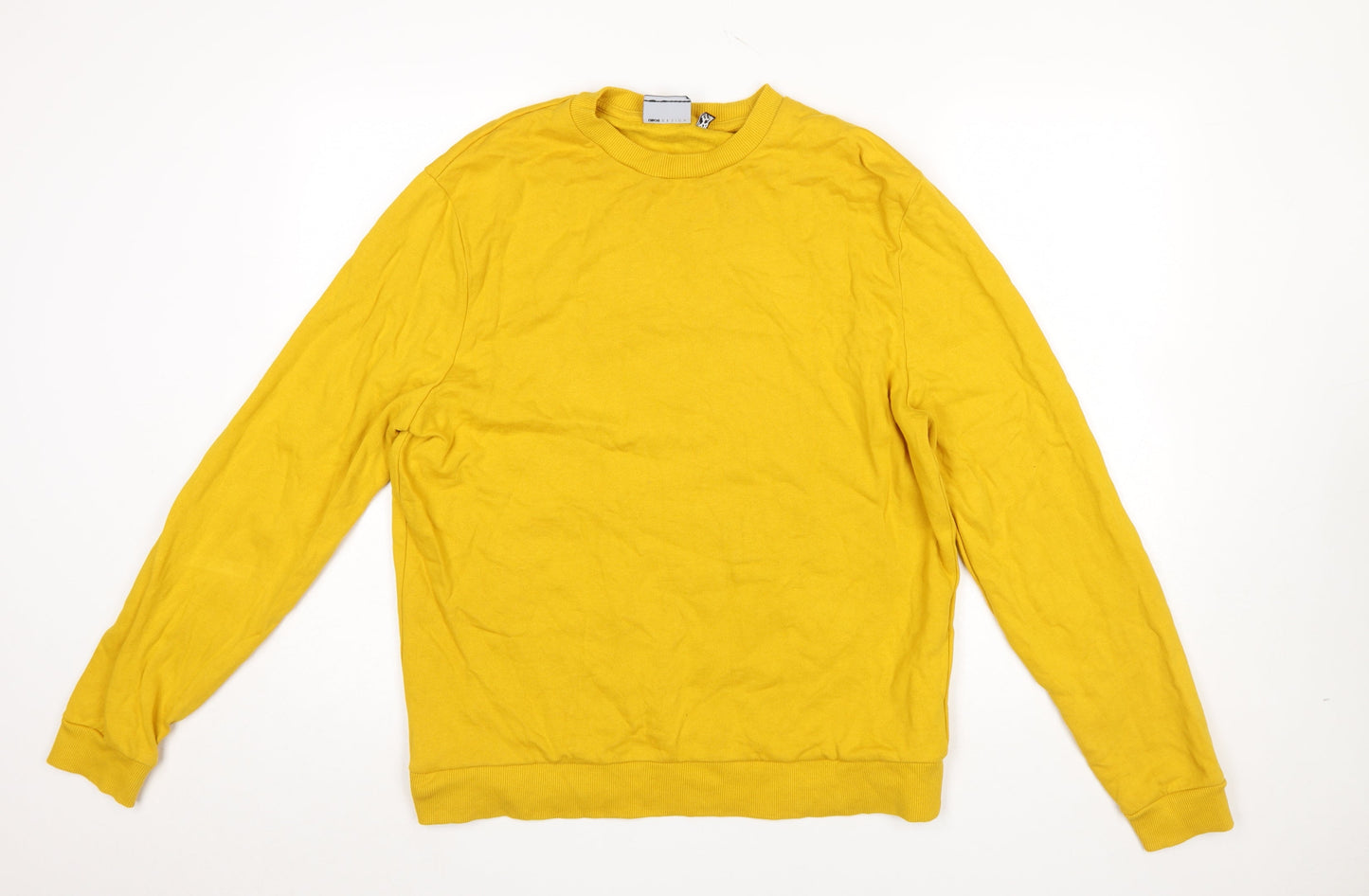 ASOS DESIGN Men's Yellow Sweatshirt L Regular Fit Crew Neck Pullover