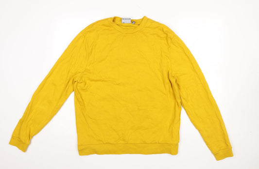 ASOS DESIGN Men's Yellow Sweatshirt L Regular Fit Crew Neck Pullover