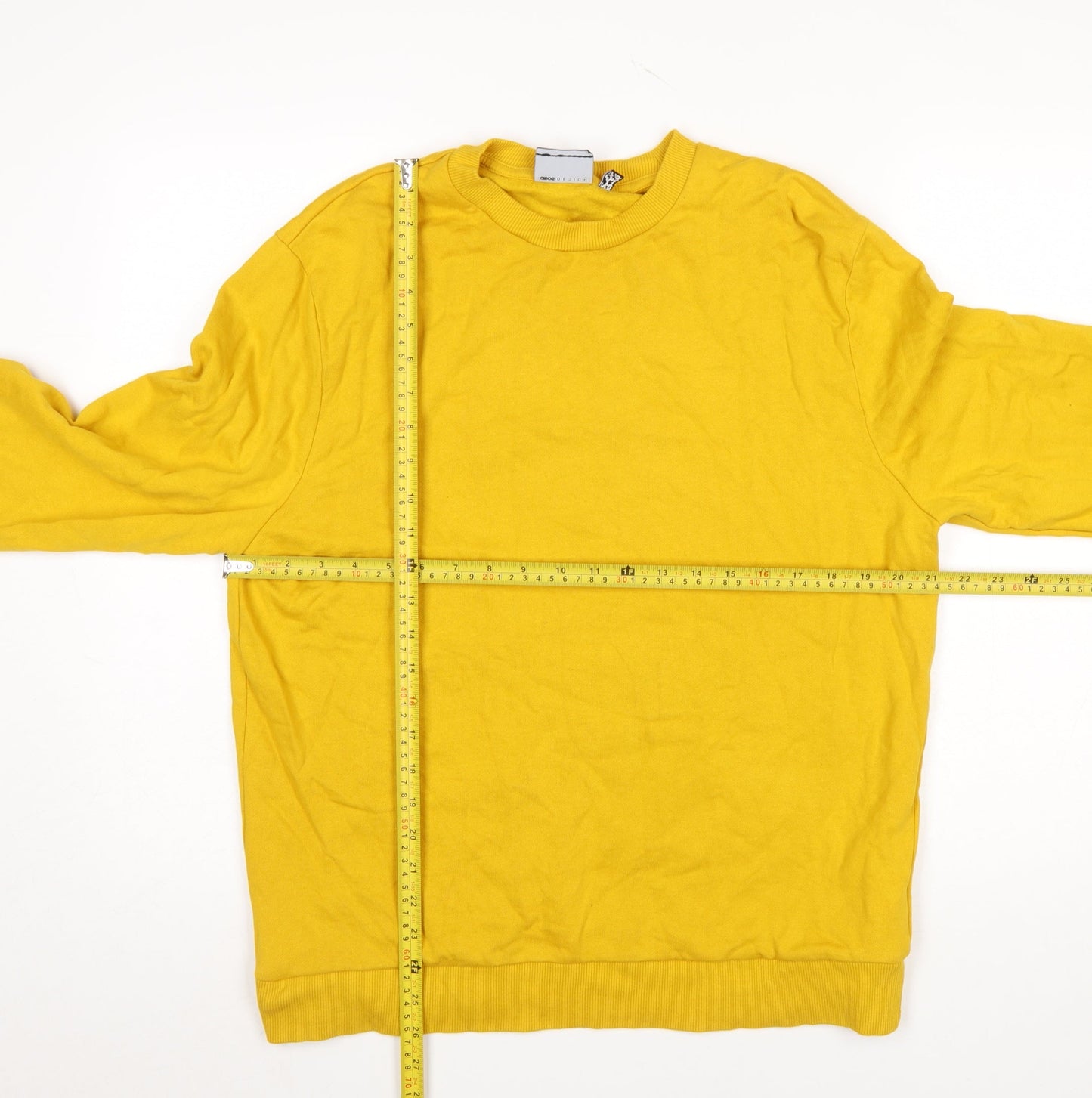 ASOS DESIGN Men's Yellow Sweatshirt L Regular Fit Crew Neck Pullover