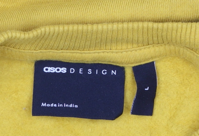 ASOS DESIGN Men's Yellow Sweatshirt L Regular Fit Crew Neck Pullover