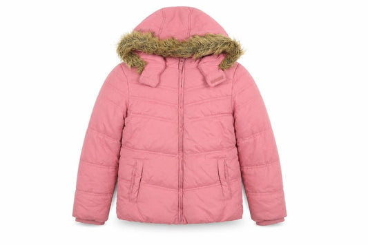 FatFace Girls Pink Faux Fur Hooded Puffer Jacket 12-13 Years Winter Coat