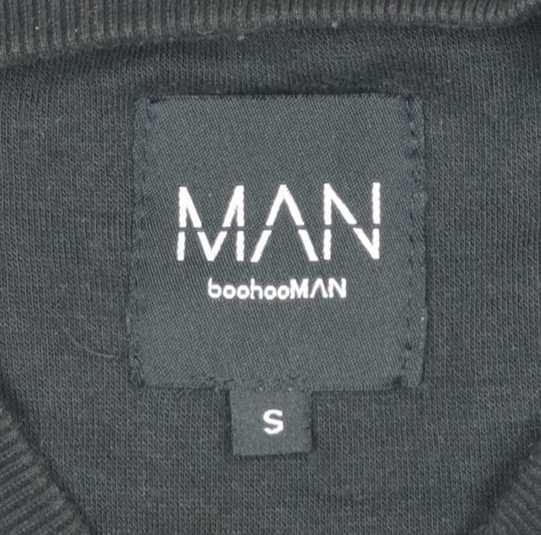 boohooMAN Men's Black Small Pullover Sweatshirt with Front Pocket