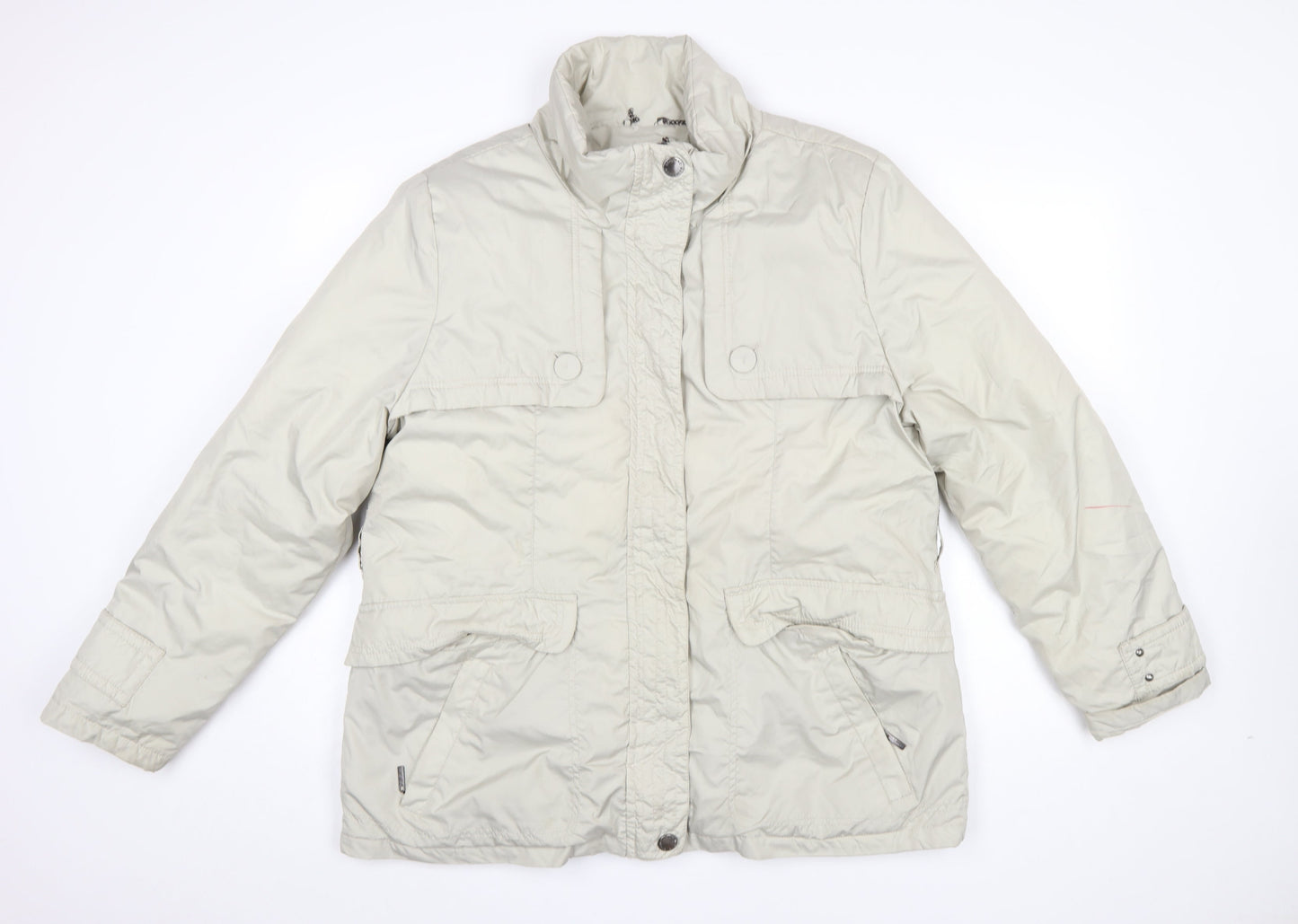 Maine New England Women's Beige Size 18 Parka Jacket with Zip & Button Detail